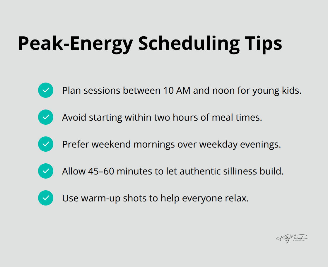 Checklist for timing silly family photo sessions - silly family christmas photos