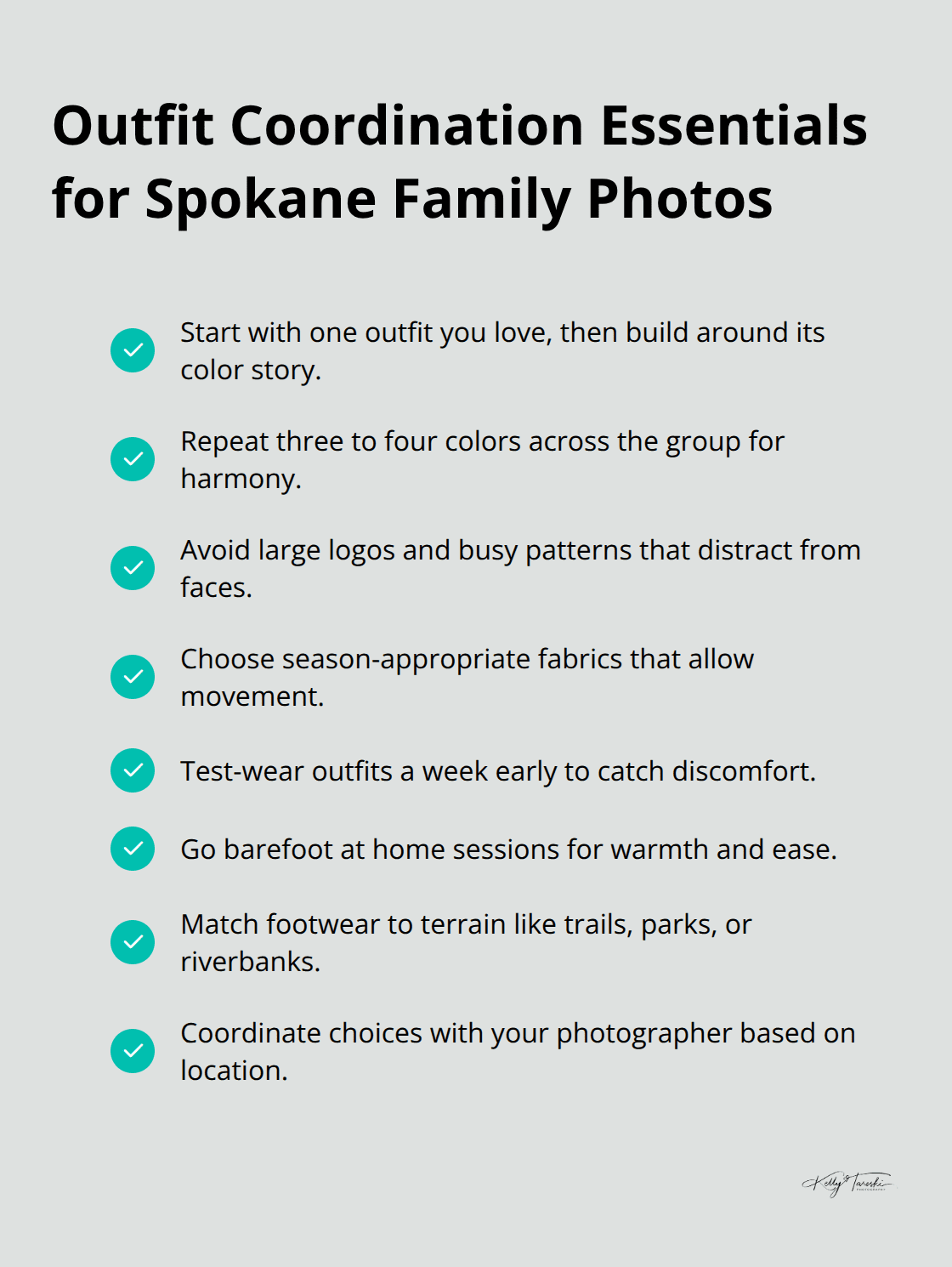 Checklist of outfit tips to keep family photos authentic and cohesive