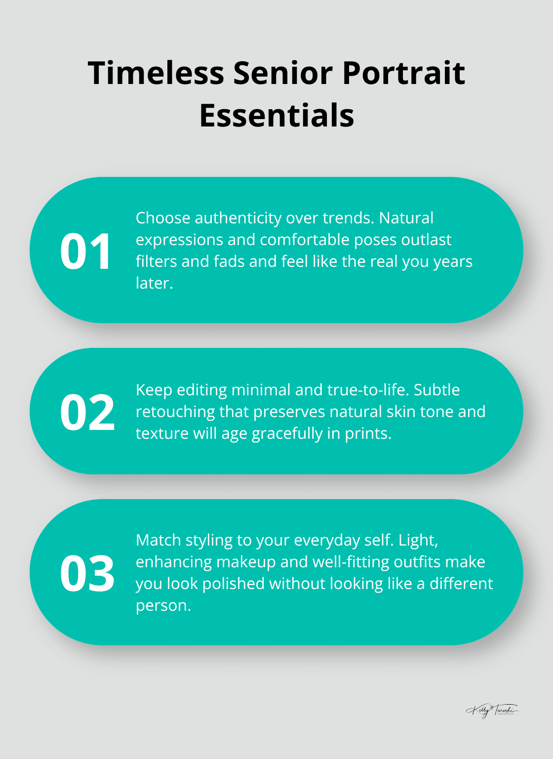 Three essentials for creating timeless senior portraits instead of trendy, short-lived looks.