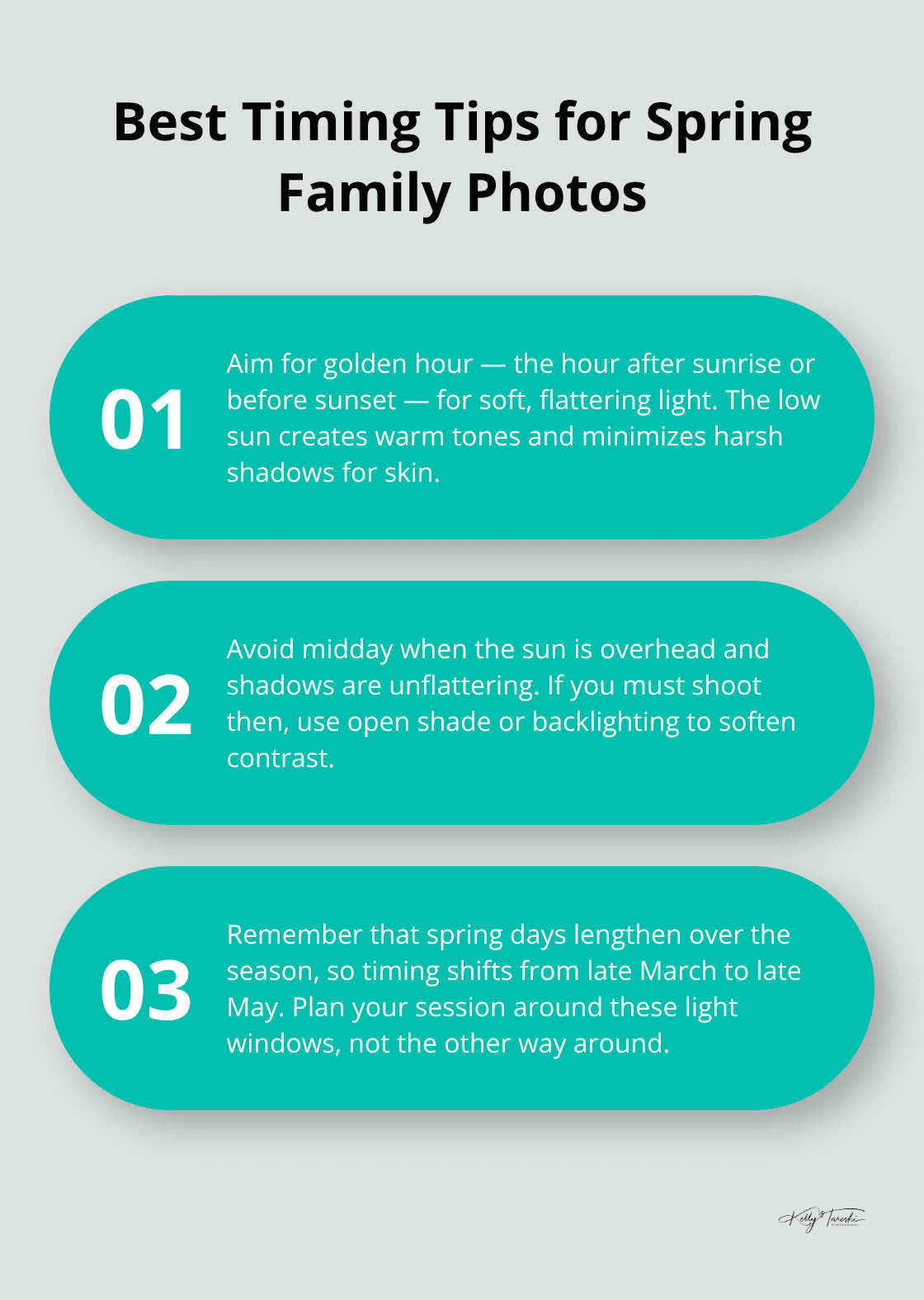 Three scheduling tips for golden hour and midday shooting - springtime family photos
