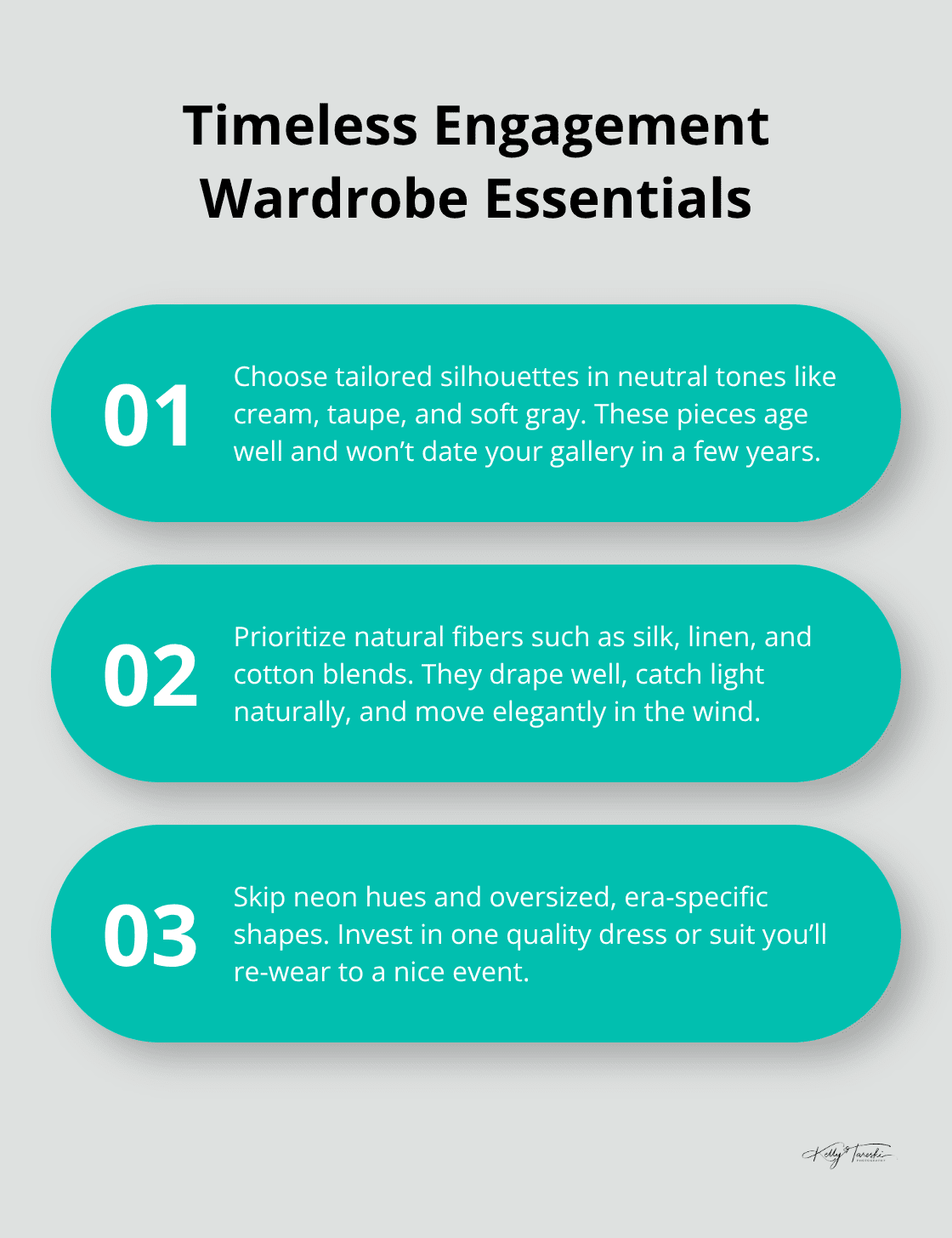 Three essentials for romantic and classic engagement photo outfits. - what to wear for engagement photos