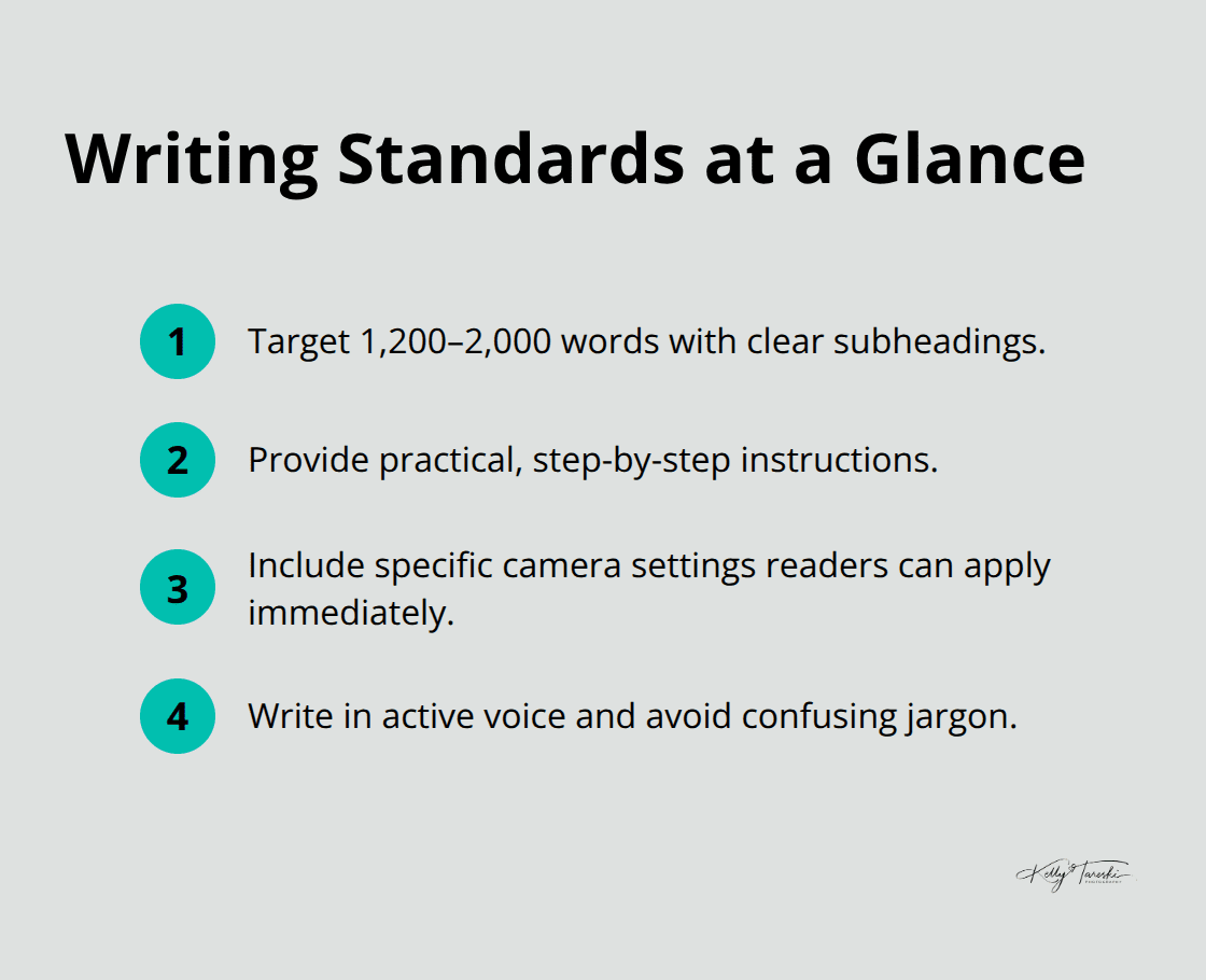 Compact list summarizing writing standards for guest posts - Write For Us