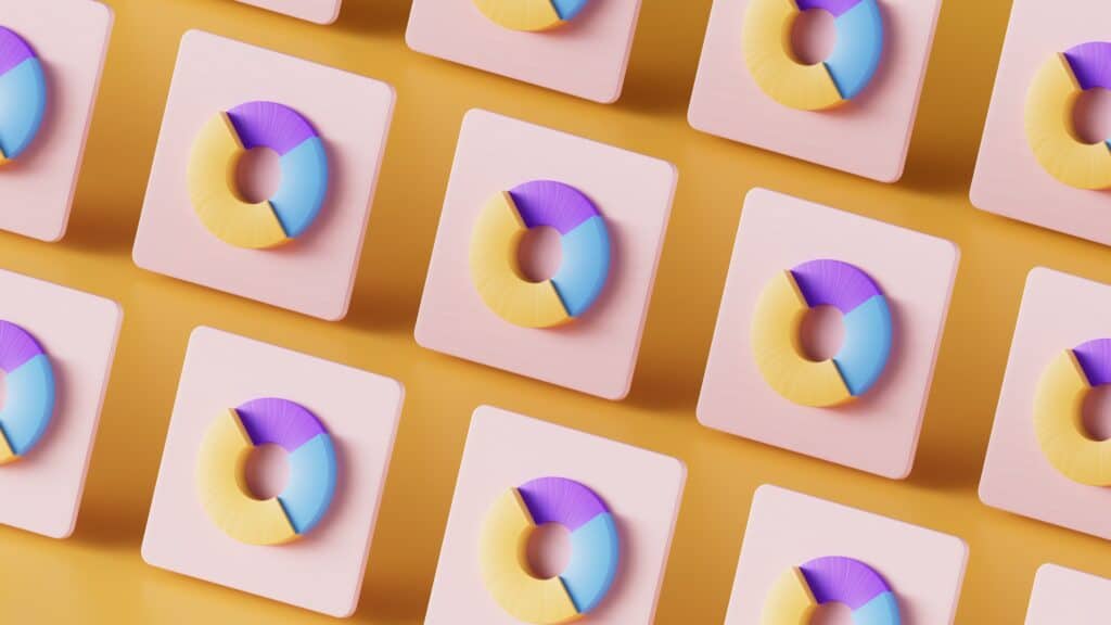 a group of colorful pie charts about market target