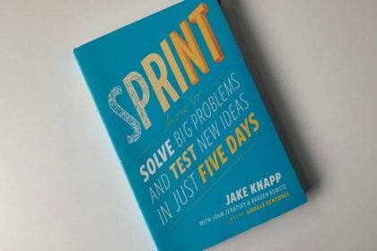 a blue book with white text