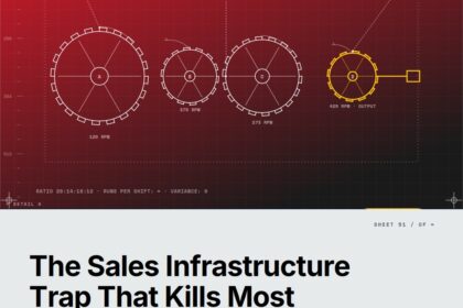 Featured cover for the M Accelerator article 'The Sales Infrastructure Trap That Kills Most Seed-Stage Startups (And the Framework to Escape It)' &mdash; sales infrastructure for seed stage.