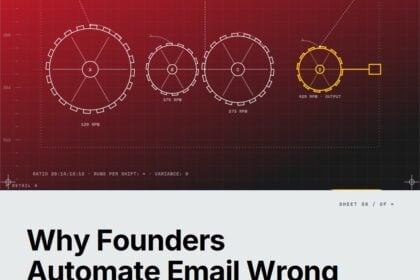 Featured cover for the M Accelerator article 'AI for Founder Outbound Email: Why Most Founders Are Automating the Wrong Thing' &mdash; ai for founder outbound email.