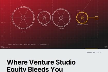 Featured cover for the M Accelerator article 'The Venture Studio Trade-Off: Where the Equity-for-Acceleration Bargain Pays Off (and Where It Bleeds You Dry)' &mdash; pros and cons of investing in a venture studio.