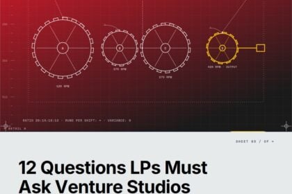 Featured cover for the M Accelerator article 'The 12 Questions LPs Must Ask Venture Studios Before Writing a Check' &mdash; what questions should lps ask a venture studio.