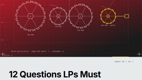 Featured cover for the M Accelerator article 'The 12 Questions LPs Must Ask Venture Studios Before Writing a Check' &mdash; what questions should lps ask a venture studio.