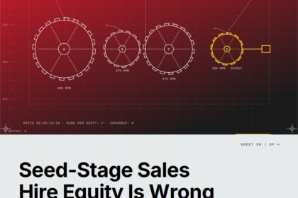 Featured cover for the M Accelerator article 'The First Sales Hire Equity Playbook: What Seed-Stage Founders Actually Give (0.5%&ndash;2%, and Why the Range Is Wrong)' &mdash; how much equity does a first sales hire get at a seed stage startup.