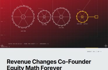 Featured cover for the M Accelerator article 'The Co-Founder Equity Math Changes the Moment You Have Revenue &mdash; Here's How to Think About It' &mdash; how much equity for a co-founder who joins after revenue.