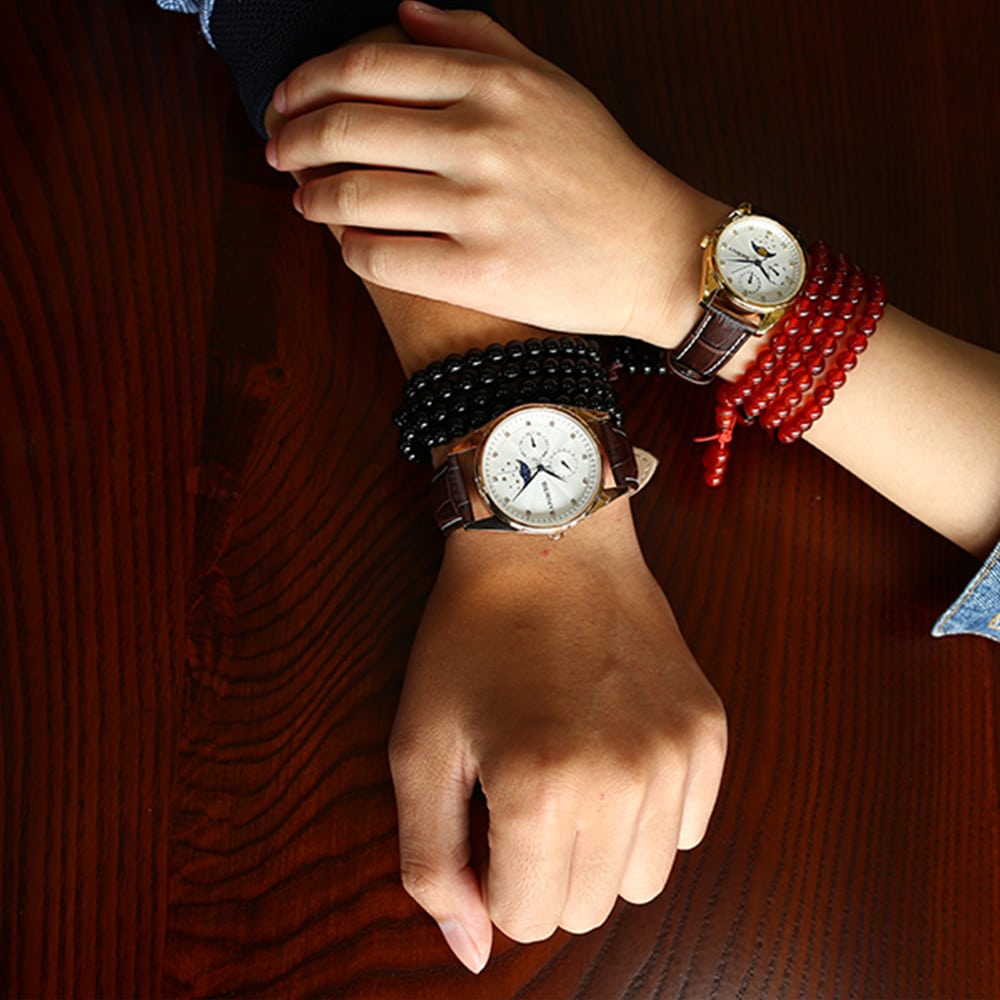 Berny Quarzuhr mit echter Mondphase - Mondphasenuhr