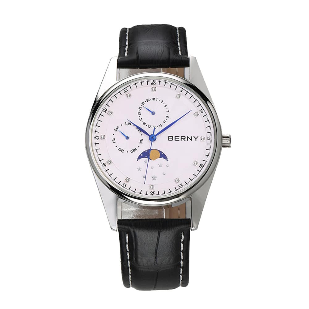 Berny Quarzuhr mit echter Mondphase - Mondphasenuhr