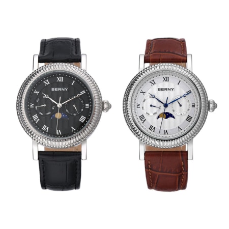 Berny Quarzuhr mit echter Mondphase - Mondphasenuhr