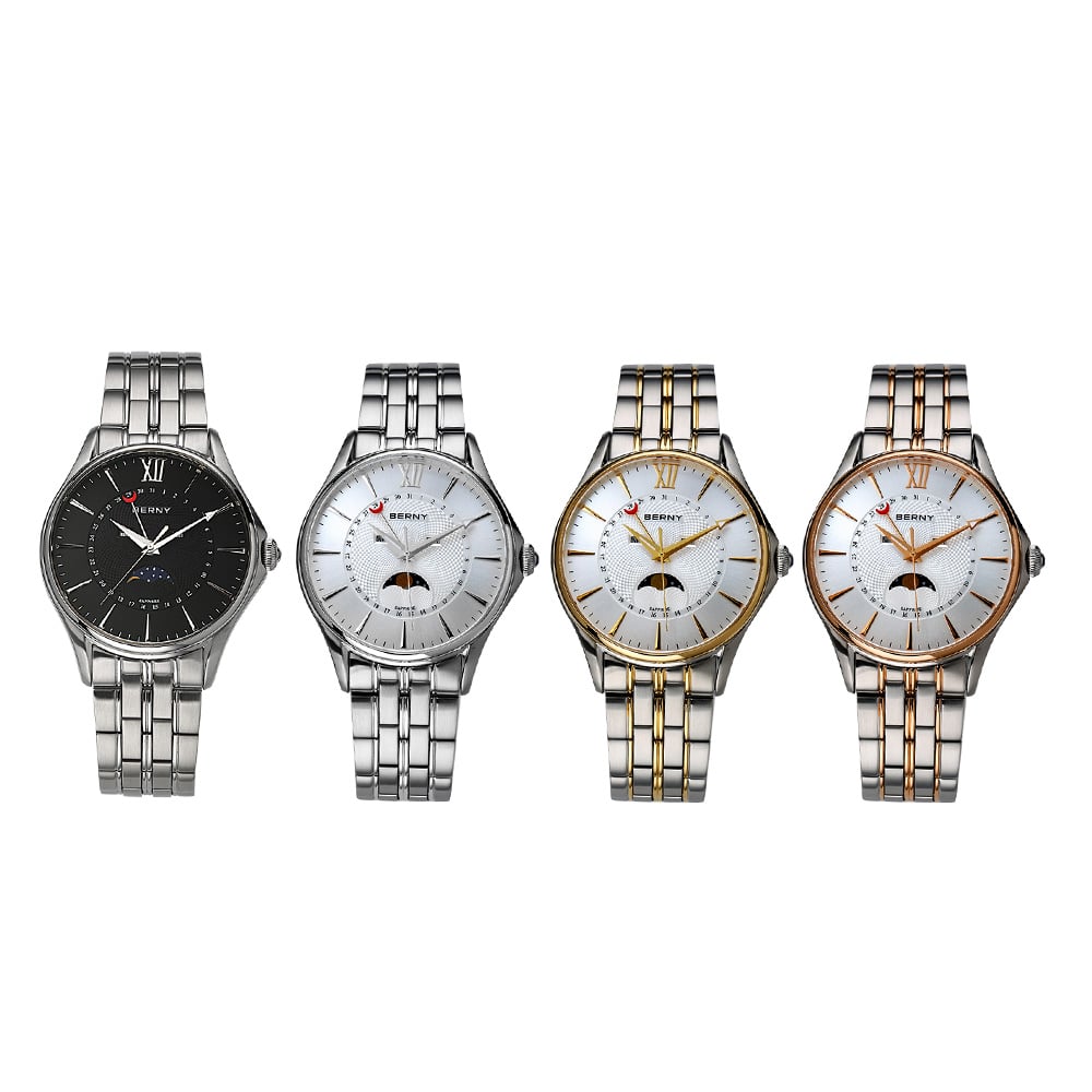 Berny Quarzuhr mit echter Mondphase - Mondphasenuhr