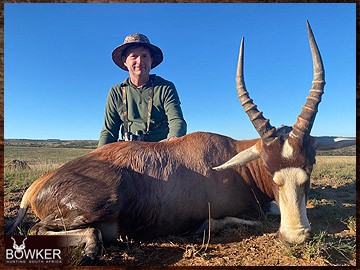 Plains Game Hunting in Africa - Hunt Plains Game with Nick Bowker 27 Client with a blesbok shot on a spot and stalk hunt.