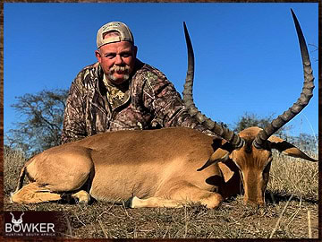 Plains Game Hunting in Africa - Hunt Plains Game with Nick Bowker 29 Client with an impala shot on a spot and stalk hunt.