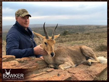 Mountain Reedbuck trophy in a client 7 animal 8-day trophy hunt. Mountain Reedbuck trophy in a client 7 animal 8-day trophy hunt.