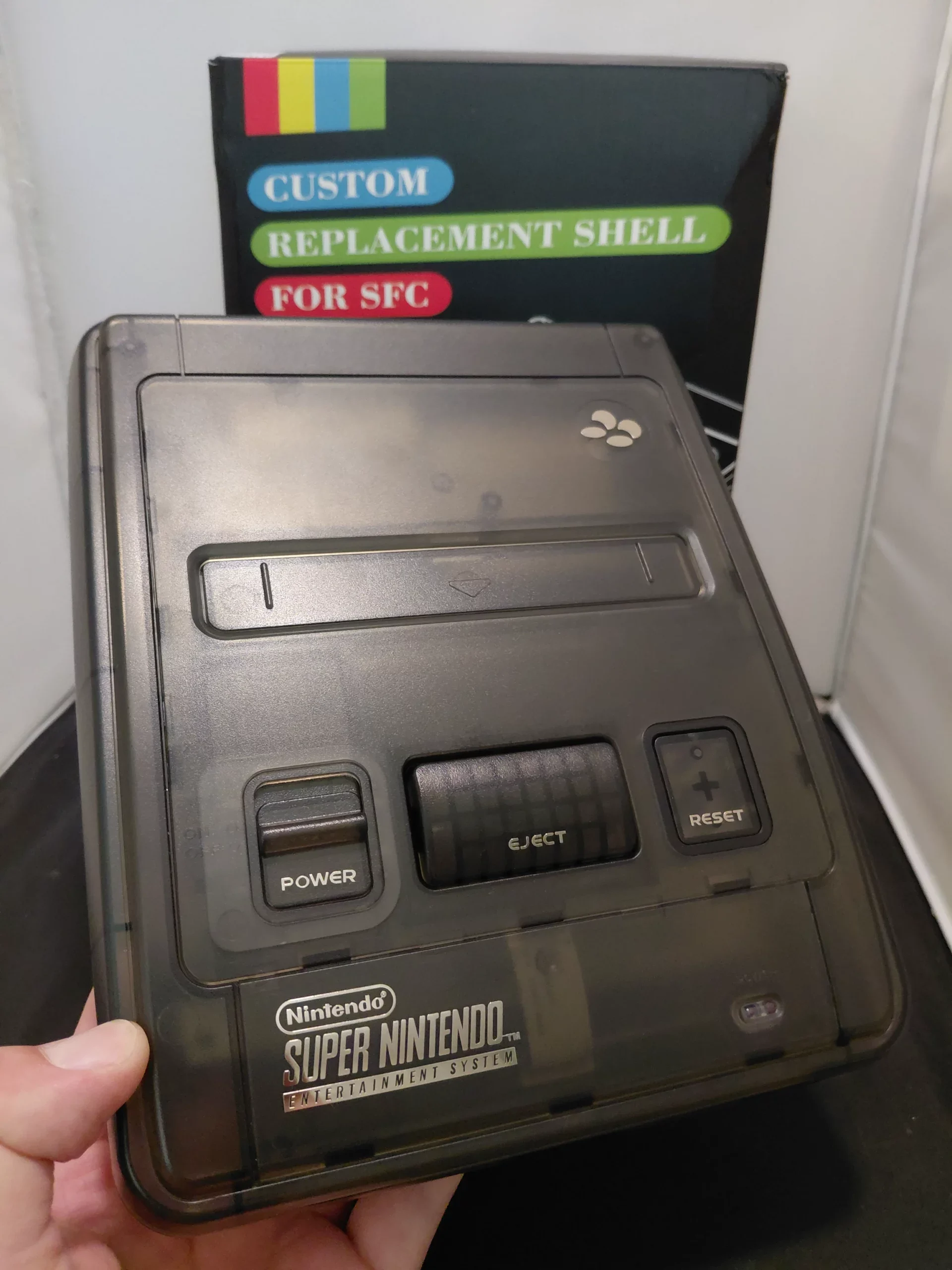 Super Nintendo SNES Console - (Bitfunx Reshell) (Smoke) (Refurbished) (Console Only) - Afbeelding 3