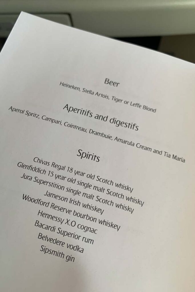 emirates first class covid menu 1