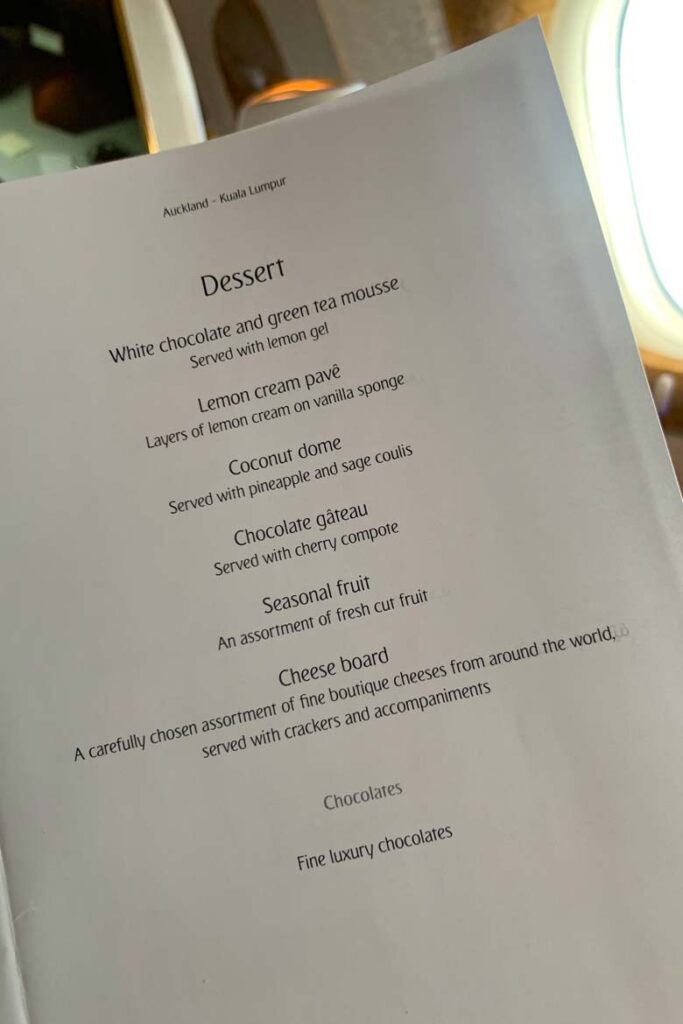 emirates first class covid menu 5