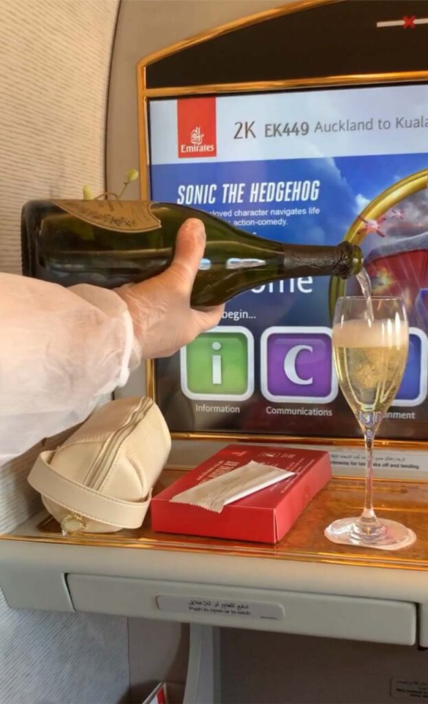 emirates first class dom perignon
