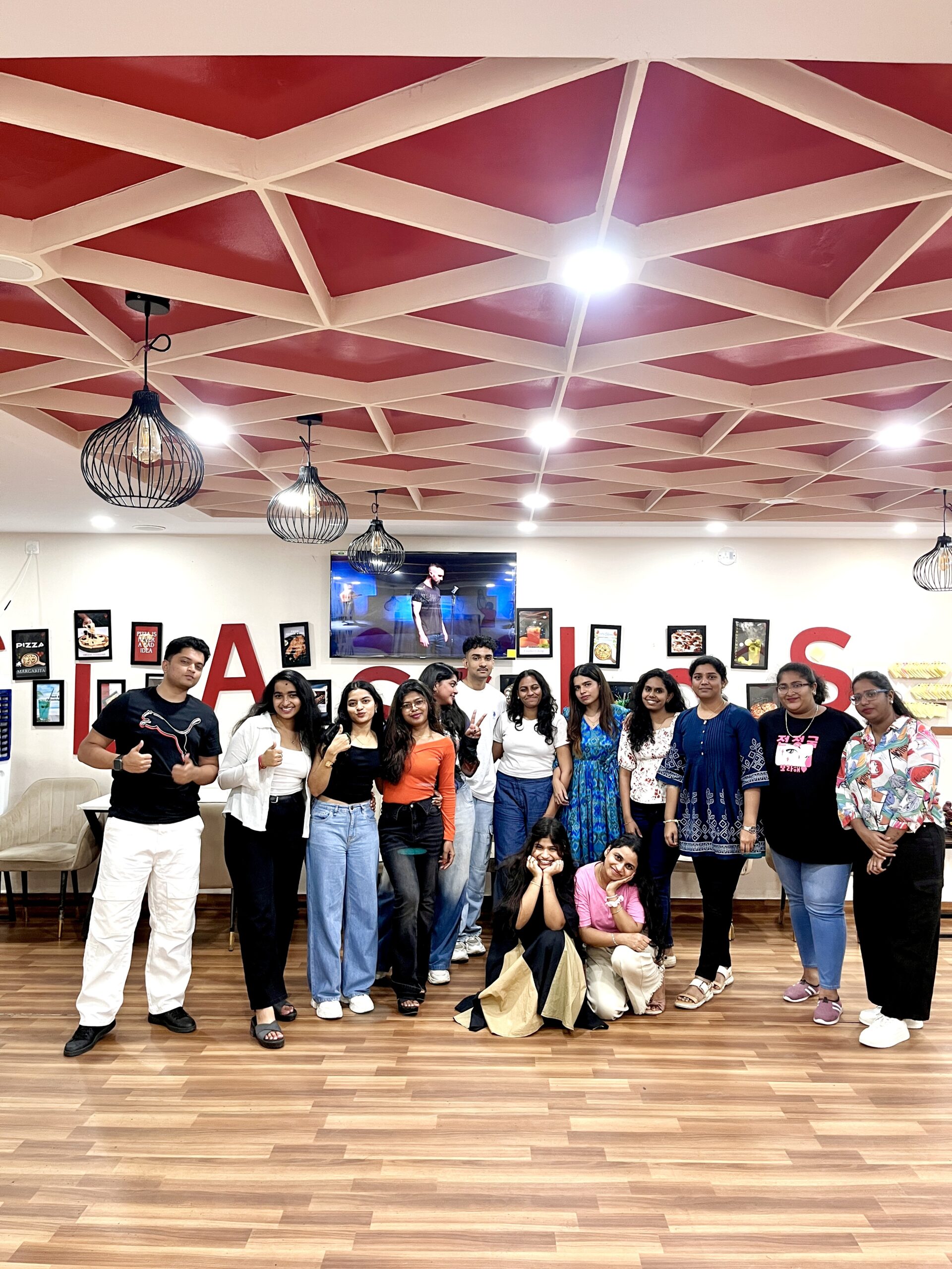 Two friends enjoying pizza together.