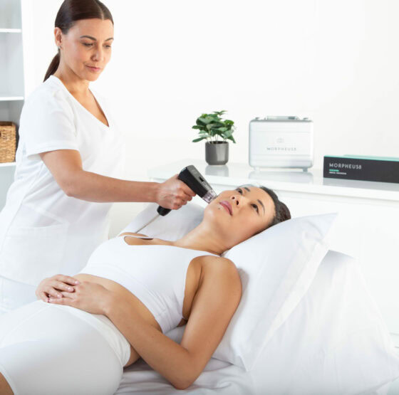 A woman receives Morpheus8 face skincare treatment in Meridian, ID