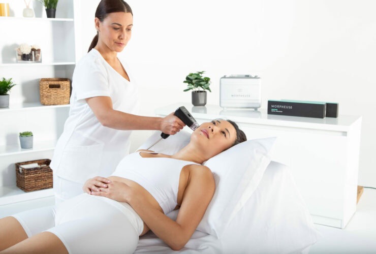 A woman receives Morpheus8 face skincare treatment in Meridian, ID