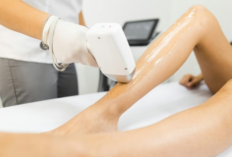 Laser hair removal process for woman's legs in Meridian, ID