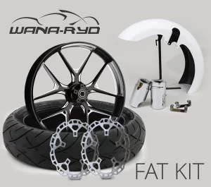18 x 5.5" Inductor Starkline Polished Front Fat Tire Complete Wheel, Fender & Rotors Package, 2008-2023 Touring