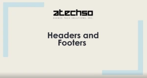 Poster with instructions on using Headers and Footers in Microsoft Word, featuring bold text.