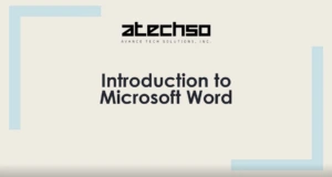 Poster on Introduction to Microsoft Word, featuring bold text and Microsoft Word's logo.