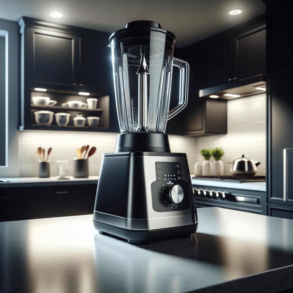 A black Ninja Chef Blender on a kitchen counter, radiating a premium feel under bright lights.