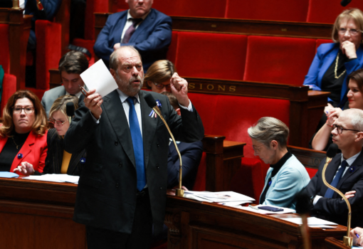 Éric Dupond-Moretti en plein débat à l'Assemblée Nationale en janvier 2023