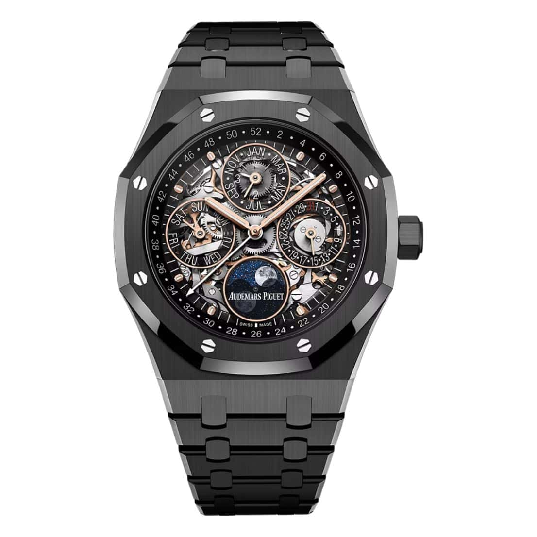 Buy Audemars Piguet Royal Oak PERPETUAL CALENDAR OPENWORKED in Black Ceramic 26585CE.OO.1225CE.01 in Dubai