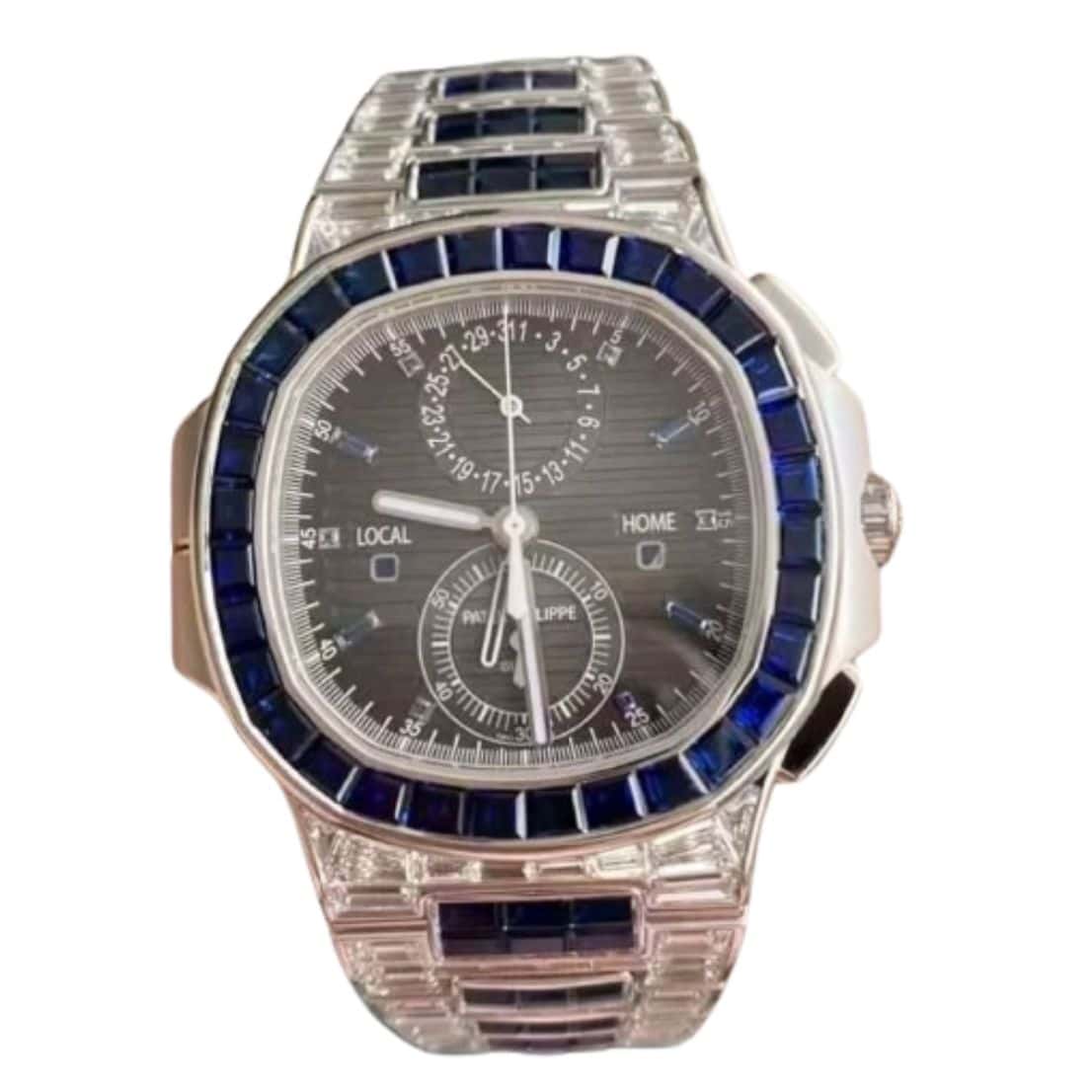 Buy Patek Philippe Nautilus Travel Time 5990/1420G Blue Diamond Baguettes in Dubai