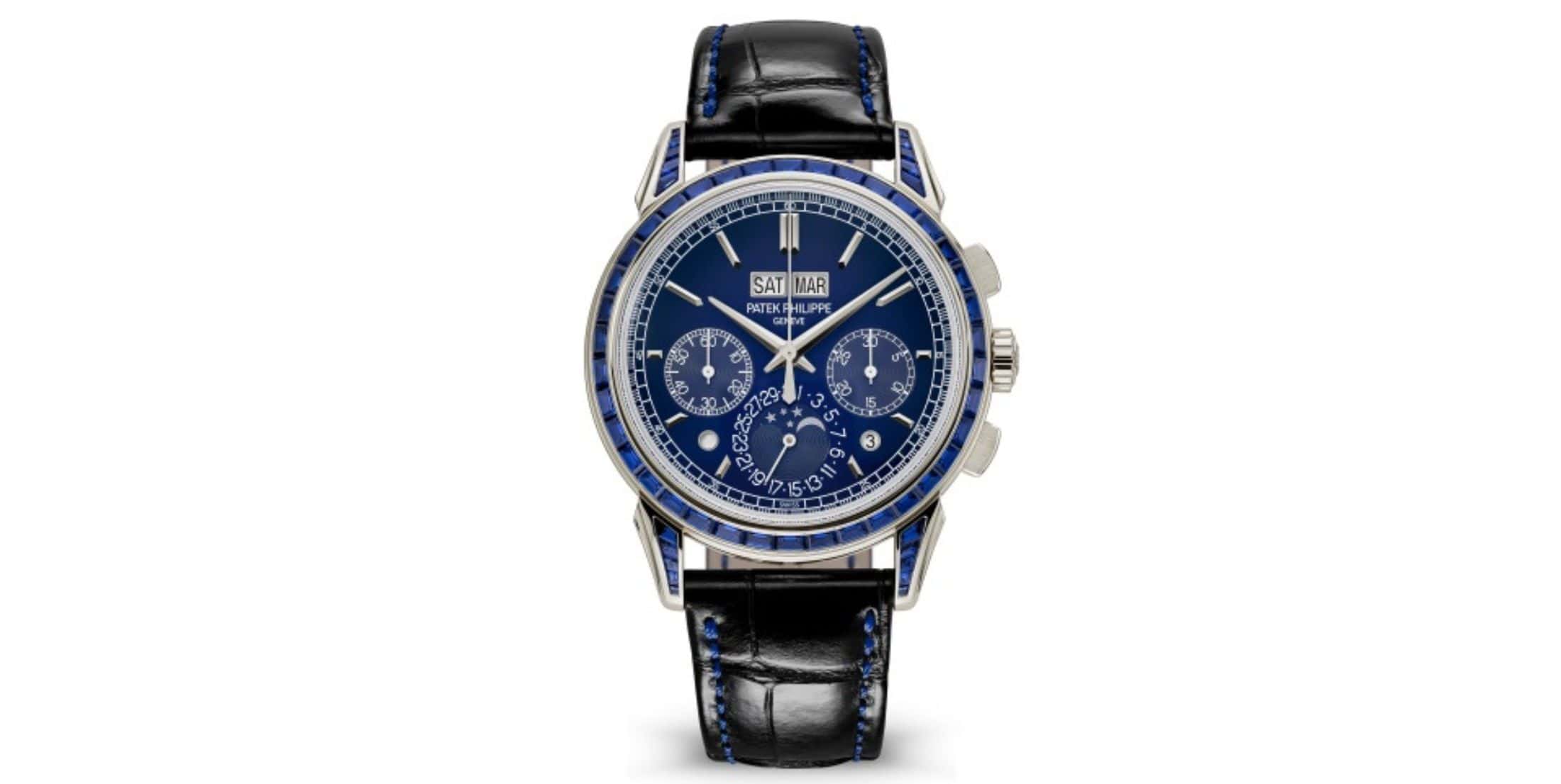Buy Patek Philippe Grand Complications Perpetual Calender with Blue Sapphires Baguette 5271/11P-010 in Dubai