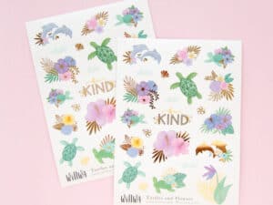 Sticker Sheet Turtles and Flowers