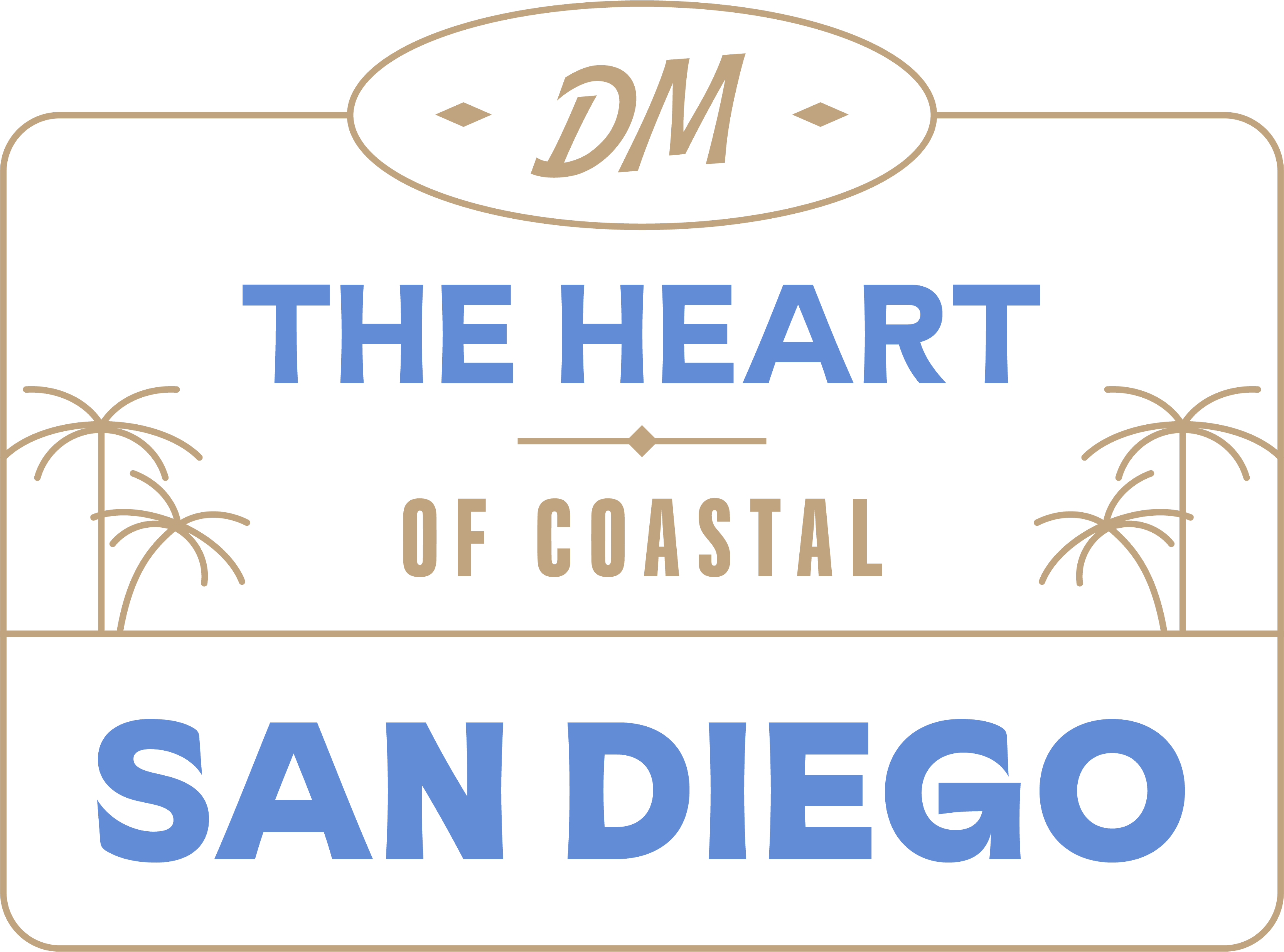 A shield with the words The Heart of Coast San Diego