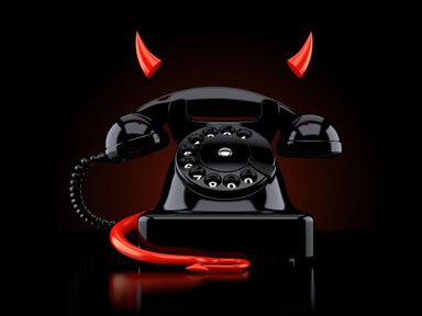 Phone call from hell phone with horns