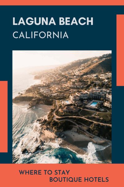 Aerial coastal view of Laguna beach in muted colours.