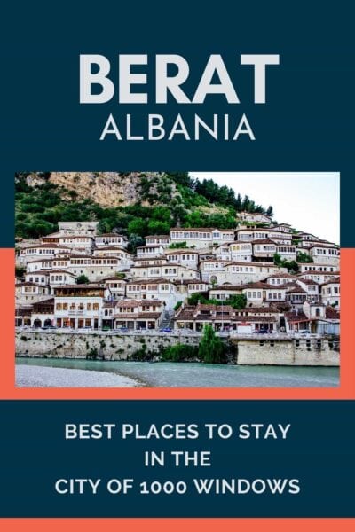 Ottoman built homes with windows facing the river in Berat, Albania