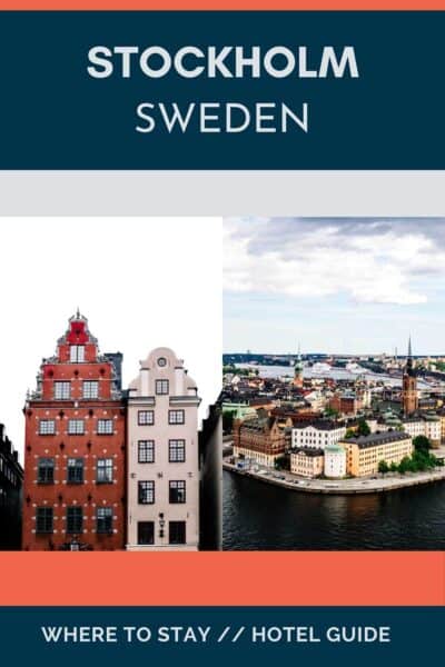 Buildings in Gamla Stan and an aerial view of Stockholm.