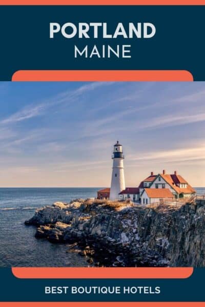 Lighthouse on the rocky coast at Portland, Maine.