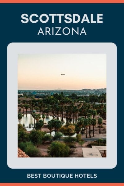 Looking over the desert with palm trees in Scottsdale.