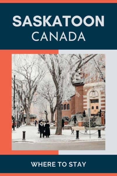 People walking along the snow covered street in Saskatoon.