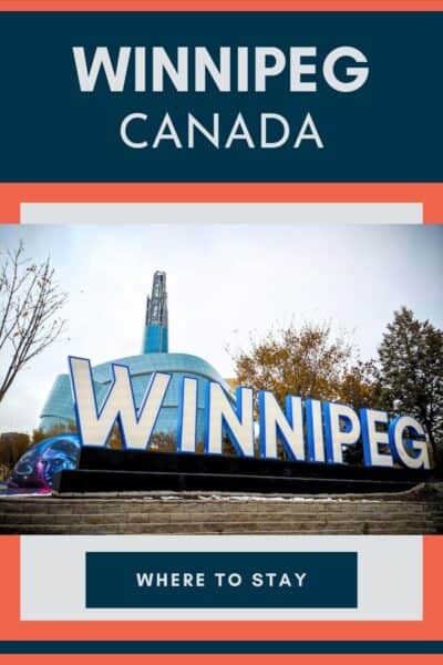 Large sign of Winnipeg in a park in the city centre.