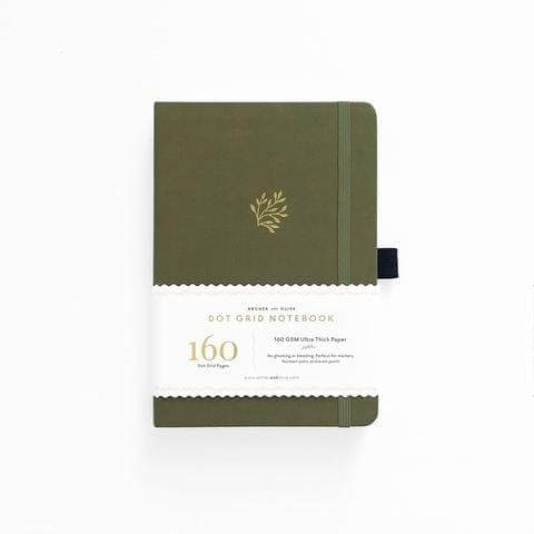 A5 Green Leaf Dot Grid Notebook
