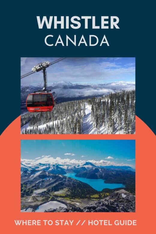 Whistler Gondola and a blue lake.